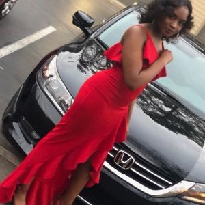 Maxi Red Dress / High low Ruffle